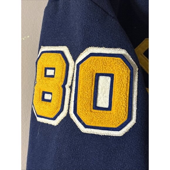 1980 Wms Letterman Varsity Coat Metals Patches Wool Blue Gold Majorette 36 (S/M) - Picture 10 of 12